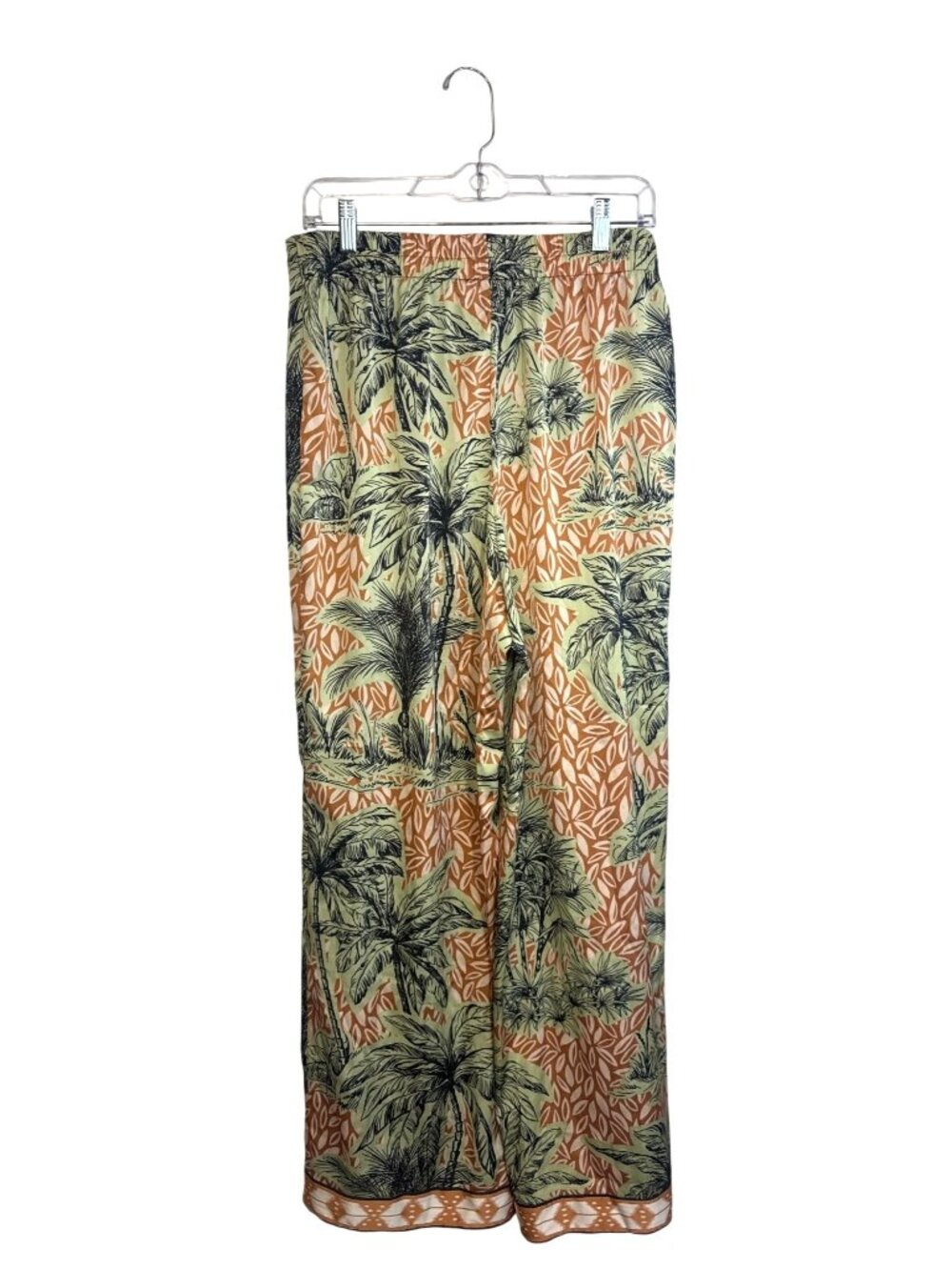 Rachel Zoe Wide Leg Palazzo Pants Women's M Tropical Palm Tree Resortwear - Picture 6 of 10